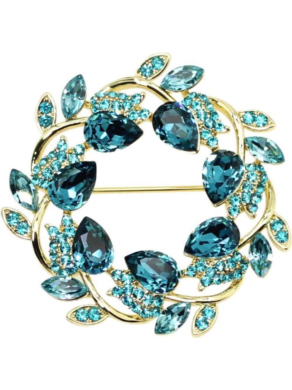 Stunning Rhinestone Floral Wreath Brooch Pin - Elegant Crystal Jewelry Accessory